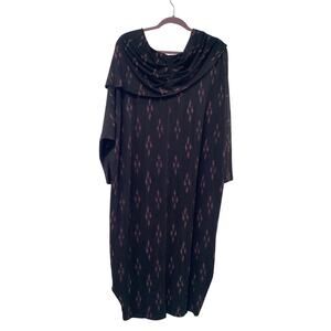 KAZAN KOZAN Wine Diamond Print lagenlook artsy dress M NWT